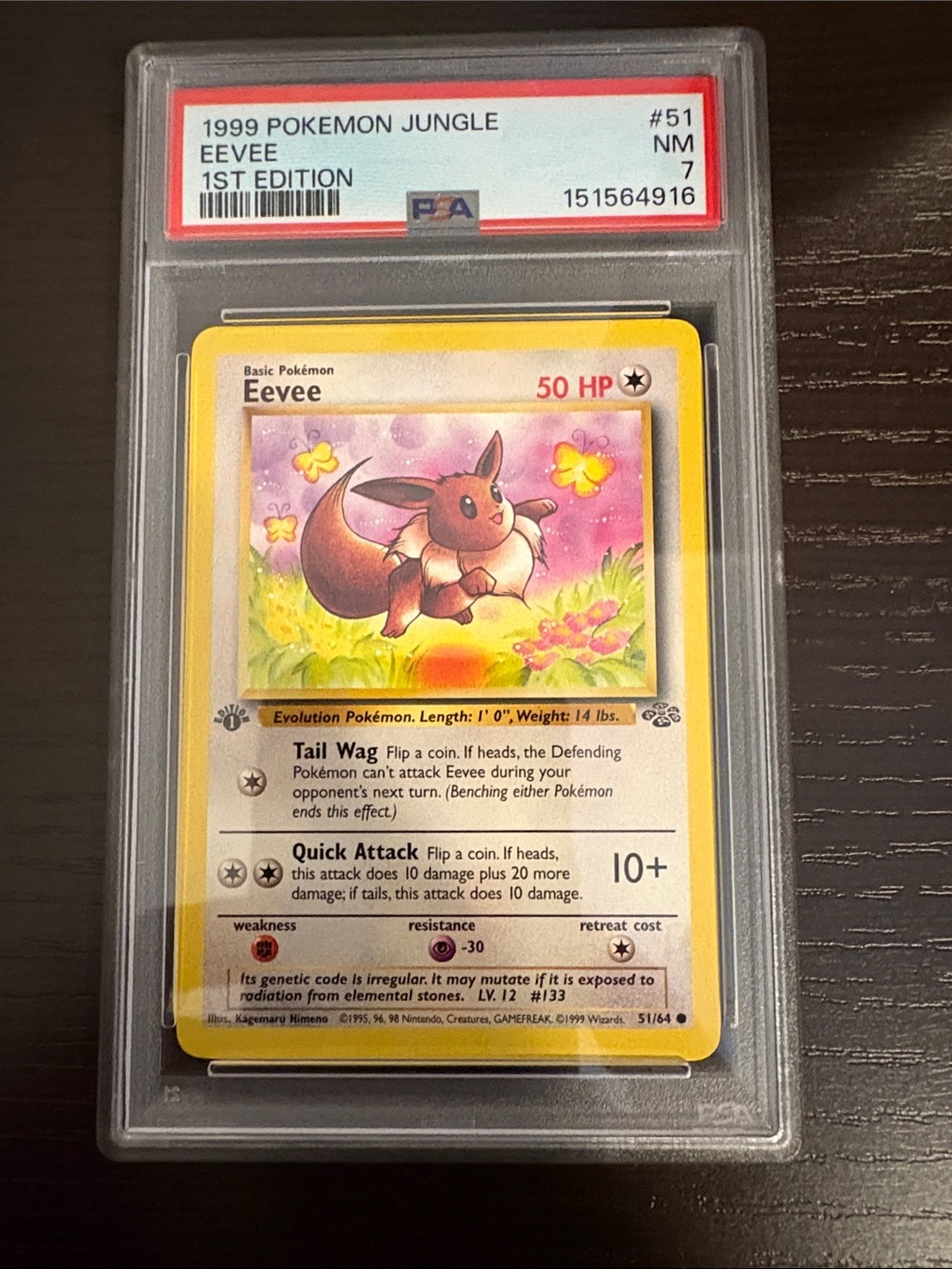 Eevee Card - Yellow Border - 1999 Jungle 1st Edition (PSA Graded)
